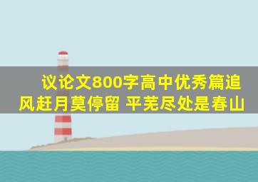 议论文800字高中优秀篇追风赶月莫停留 平芜尽处是春山